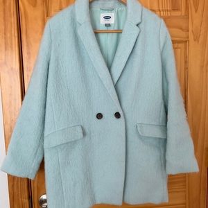 Light blue fuzzy old navy jacket/ peacoat